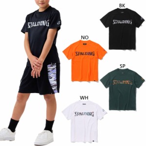 スポルディング ジュニア キッズ Tシャツ オーバーラップド カモ ロゴ バスケットボールウェア トップス 半袖Tシャツ ホワイト 白 ブラッ