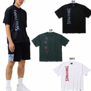 スポルディング メンズ レディース Tシャツ ネオン トロピカル ロゴ バスケットボールウェア トップス 半袖Tシャツ ホワイト 白 ブラック