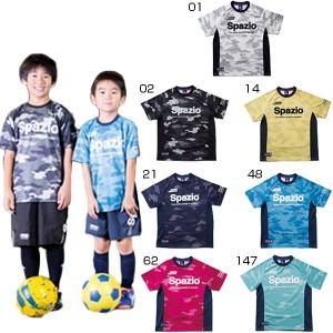 スパッツィオ ジュニア キッズ CAMUFFAMENTOプラクティスシャツ サッカーウェア フットサルウェア 半袖 練習着 ホワイト 白 ブラック 黒 