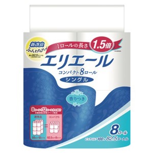 エリエール トイレットペーパー コンパクトシングル 香り付き シングル82.5m 8ロールX8パック