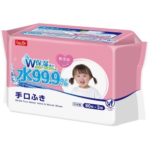 レック 手口ふき 日本製 無添加 W保湿 水99.9％ 80枚 3個入りX4パック