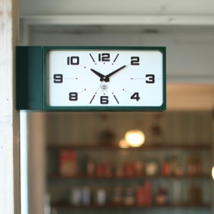 H21-0362 DOUBLE FACE CLOCK RECTANGLE ダブル フェイス クロック レクタングル 両面時計 壁掛け インテリア 新居 店舗備品 雑貨 インテ