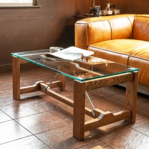 送料無料 YR-0522CL WRIGHT COFFEE TABLE コーヒー テーブル CLEAR D.I.Y ガラス 天然木 アッシュウッドDULTON ダルトン CT