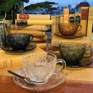 A615-818 GLASS CUP & SAUCER FIORE カップ＆ソーサー ガラス製 ソーダガラス 紅茶 コーヒー ハーブティー ティーサーバー カフェ DULTON