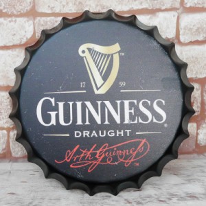 王冠 ブリキ看板 蓋 ギネス ビール GUINNES ウォールサイン アメリカン雑貨 ヴィンテージ アメリカンレトロ 雑貨 35cm【BZ-76】