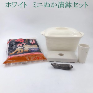 ミニぬか漬け鉢　陶器　ぬか漬け鉢　ぬか床付　冷蔵保存　角型　おしゃれ　萬古焼　日本国産　ホワイト　送料無料（沖縄を除く）