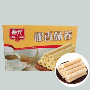 春光椰香酥卷　ココナッツロール　中国産　中華菓子　150g　ココナツ風味お菓子　濃厚なココナッツの香り　サクサクとした食感