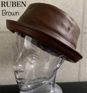 帽子 Ruben ルーベン レザー ポークパイ ハット エコレザー シンプル 高品質 オールシーズン 男女兼用 ECO LEATHER PORKPIE HAT