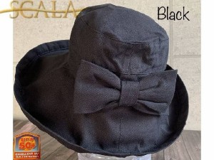 特別価格 帽子 SCALA GIANA BOW LC399R スカラハット ジアナ リボン つば広ハット UV対策 アウトドア コットン レディース サンド