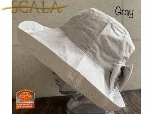 特別価格 帽子 SCALA GIANA BOW LC399R スカラハット ジアナ リボン つば広ハット UV対策 アウトドア コットン レディース サンド