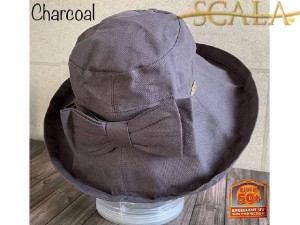 特別価格 帽子 SCALA GIANA BOW LC399R スカラハット ジアナ リボン つば広ハット UV対策 アウトドア コットン レディース サンド