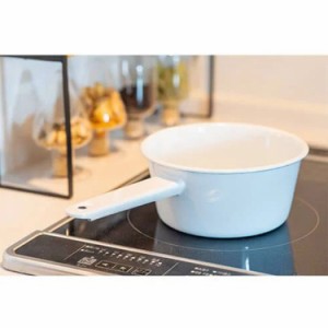 ホーローソースパン 片手鍋 食器 17cm 1.2L IH対応 ミニ鍋 なべ ホワイト 白 シンプル 琺瑯 ホーロー 鍋 離乳食 スープ コンパクト 調理
