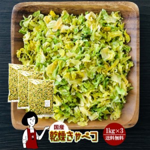 乾燥キャベツ1kg×3／国産  乾燥野菜 きゃべつ 宅配便 送料無料   ボイル済み ドライベジ アウトドア キャンプ 保存食 時間短縮 スープ 