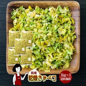 乾燥キャベツ1kg×5／国産  乾燥野菜 きゃべつ 宅配便 送料無料   ボイル済み ドライベジ アウトドア キャンプ 保存食 時間短縮 スープ 