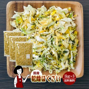 乾燥はくさい 1kg×3／国産  乾燥野菜 白菜 宅配便 送料無料   ボイル済み ドライベジ アウトドア キャンプ 保存食 時間短縮 スープ こわ