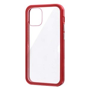 iPhone12 mini ガラスハイブリッドケース SHELL GLASS レッド LP-IS20SGCRD 【メール便】