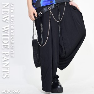 NEWワイドパンツ | パンク ロック ファッション V系 ヴィジュアル系 病みかわいい 病み レディース メンズ ウエストゴム ブラック 黒 モ