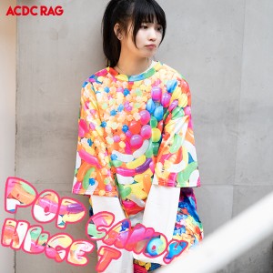 POP CANDY ヒュージTシャツ 原宿系 ファッション Tシャツ ワンピT ポップ キャンディ お菓子 デコラ カラフル オーバーサイズ 大きいサイ