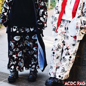 カブキワイドパンツ | 和柄 漢字 日本語 カタカナ パンク ロック ファッション V系 病みかわいい 病み 原宿 原宿系 パンツ ワイドパンツ