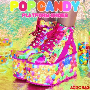 POPキャンディプラットフォームシューズ 厚底 ブーツ スニーカー 靴 ハイカット ラバーソール ラバソ 原宿系 ファッション かわいい デコ