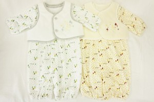 【メール便利用！送料無料】新生児からのベビー服2wayドレスベスト付き（コンビドレス）31-3118（乱水玉家木柄） ベロア素材（秋冬向き）