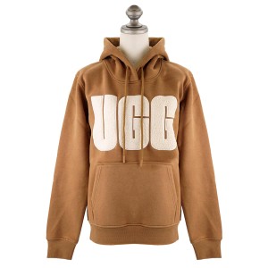 UGG アグ フーディー 2023年-2024年秋冬新作 1144506 Rey UGGfluff Logo Hoodie レディース ロゴ パーカー CHESTNUT/PLASTER チェスナッ