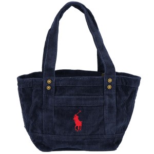 Polo Ralph Lauren ポロラルフローレン トートバッグ 2AR098 CORDUROY MINI TOTE レディース BCV NEWPORT NAVY/Red ネイビー×レッド