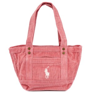 Polo Ralph Lauren ポロラルフローレン トートバッグ 2AR098 CORDUROY MINI TOTE レディース AGF TICKLED PINK/White ピンク×ホワイト