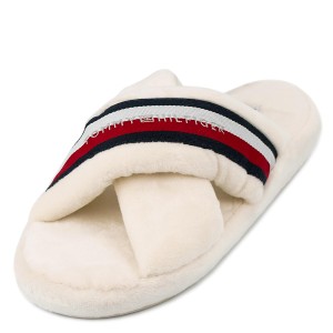 TOMMY HILFIGER トミーヒルフィガー サンダル 2023年春夏新作 FW0FW06888YBL COMFY HOME SLIPPERS WITH STRAPS レディース ボア ECRU ホ