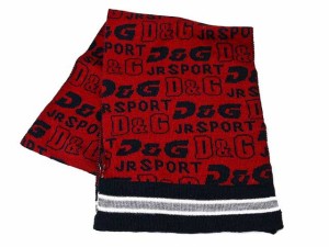 D&G JUNIOR Jr ディー＆ジー ジュニア ニットマフラー LB2021 OL82H R0046 レッド×ネイビー 2U(S) 6U(M) 8U(L)サイズ 全面ロゴ ジュニア