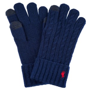 Polo Ralph Lauren ポロラルフローレン 手袋 2022年-2023年秋冬新作 PC0713 Classic Cable Glove スマートフォン対応 433 Hunter Navy ネ