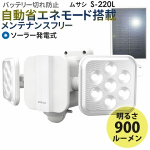 【57％引き】 人感センサーライト 屋外 防犯ライト ムサシ RITEX 5W×2灯　フリーアーム式LEDソーラーセンサーライト（S-220L） ソーラー