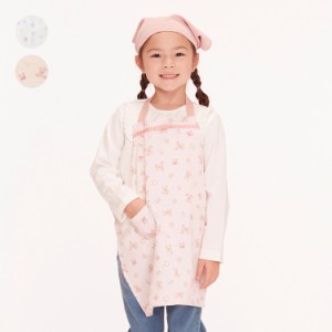 【子供服】 Kids Foret (キッズフォーレ) 花・くま総柄エプロン・三角巾セット M，L B13802