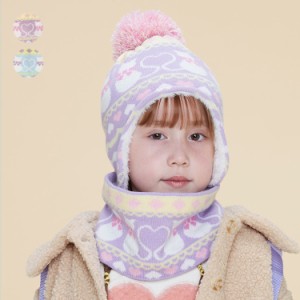 【23秋冬SALE16%OFF価格】 Kids Foret (キッズフォーレ) ねこ柄アクリルスヌード・ネックウォーマー SS，S キッズ 女の子 B51810 CP