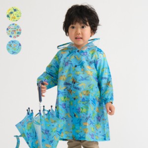 【子供服】 Kids Foret (キッズフォーレ) 恐竜・働く車総柄レインコート S M L キッズ 男の子 B81815