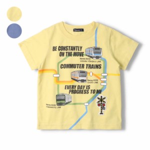 【子供服】 moujonjon (ムージョンジョン) JR在来線電車路線図プリント半袖Ｔシャツ 90cm 100cm 110cm 120cm 130cm キッズ 男の子  F3087