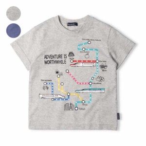 【子供服】ネット限定 moujonjon (ムージョンジョン) JR新幹線電車路線図半袖Tシャツ 100cm〜130cm F32822