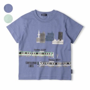 【子供服】moujonjon(ムージョンジョン)【ネット限定】JR在来線電車街並み半袖Tシャツ 100cm〜130cm F32825