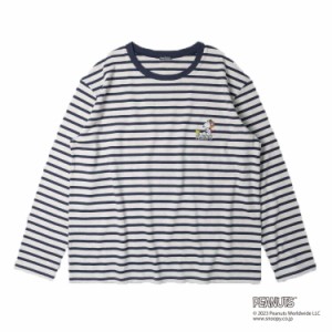 【子供服】 moujonjon (ムージョンジョン) 大人・ママ用【PEANUTS】スヌーピーボーダーＴシャツ M F50855