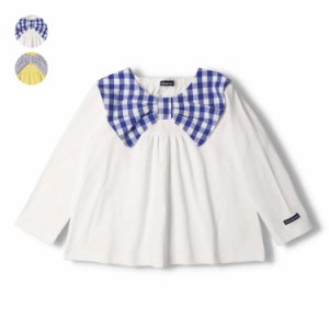【24春SALE20%OFF価格】 moujonjon (ムージョンジョン) リボン衿付き長袖Ｔシャツ 80cm〜140cm M22800