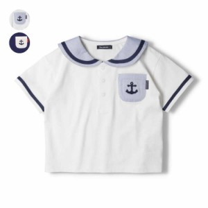 【子供服】 moujonjon (ムージョンジョン) セーラーカラー半袖Tシャツ 80cm〜140cm M32501