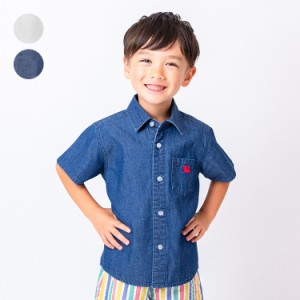 【再値下】【24夏SALE30%OFF価格】 moujonjon (ムージョンジョン) デニム・シャンブレー半袖シャツ 90cm〜140cm M32502