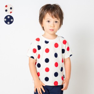 【24夏SALE20%OFF価格】 moujonjon (ムージョンジョン) 水玉・ドット柄ジャガード半袖Ｔシャツ 80cm〜140cm M32800