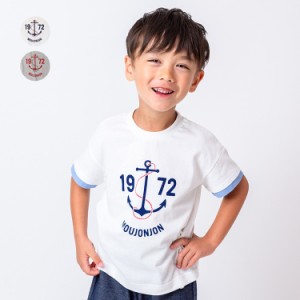 【24夏先行SALE10%OFF価格】 moujonjon (ムージョンジョン) アンカープリント半袖Tシャツ 80cm〜140cm M32803