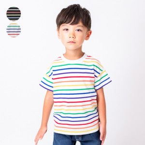 【子供服】 moujonjon (ムージョンジョン) カラフルボーダー半袖Tシャツ 80cm〜140cm M32807