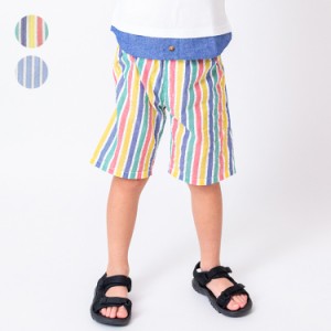 【24夏SALE20%OFF価格】 moujonjon (ムージョンジョン) ストライプサッカー5分丈ハーフパンツ 90cm〜140cm M33108