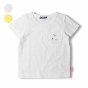 【再値下】【24夏SALE30%OFF価格】 moujonjon (ムージョンジョン) 花刺繍入りポケット半袖Tシャツ 80cm〜140cm M42815