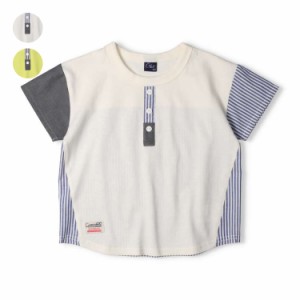 【24夏SALE20%OFF価格】 crescent (クレセント) ヘンリーネック風異素材切替半袖Tシャツ 80cm〜130cm N32808
