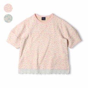 【子供服】 crescent (クレセント) 花柄ジャガードランタンスリーブ半袖Tシャツ 80cm〜130cm N42805