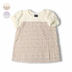 【子供服】 crescent (クレセント) 花柄シフォンプリーツ切替半袖Tシャツ 80cm〜140cm N42819